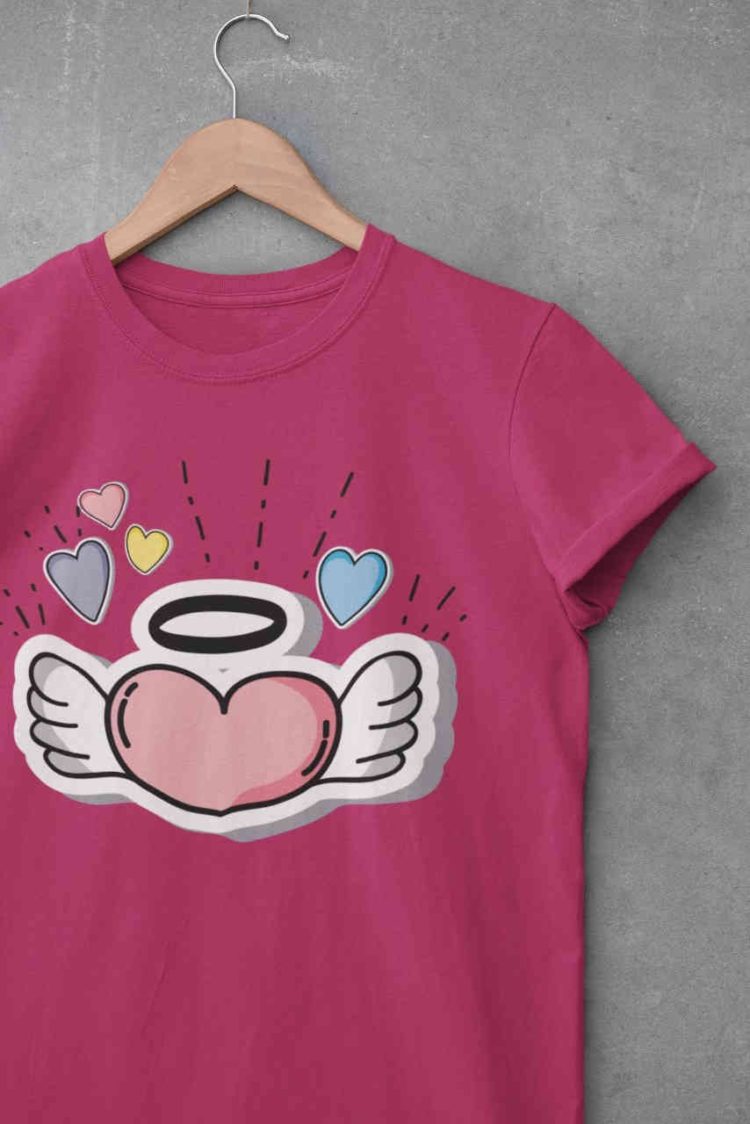 Cupid heart dark pink tshirt