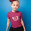 Girl wearing Heart-with-stars-pink tshirt