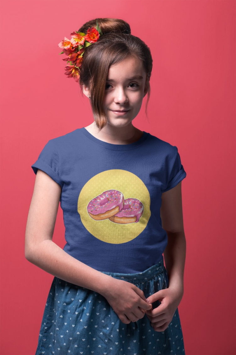 cute-girl-with-deep-blue-sweet-pink-donut-tshirt