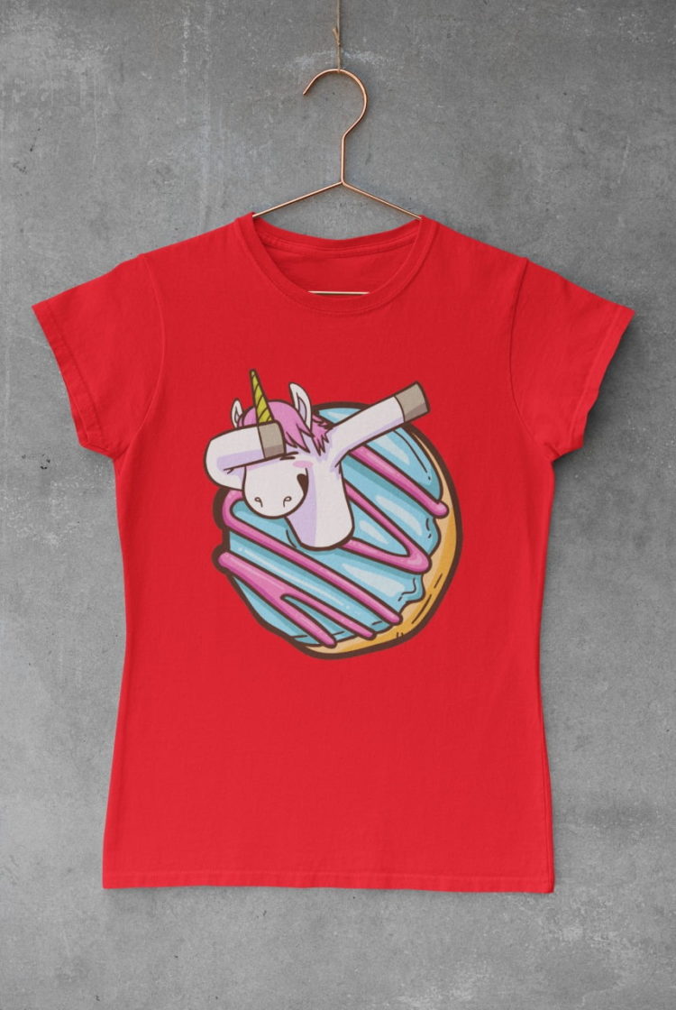 unicorn-donut-tshirt-in-red