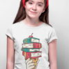 cute girl in white ice cream cone with books tshirt