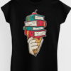 ice cream cone with books black tshirt