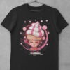 black cute-cartoon-pink-icecream holding paintbrush tshirt