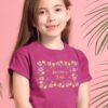 sweet girl in dark pink summer-time-doodle with flip flops ice cream starfish tshirt