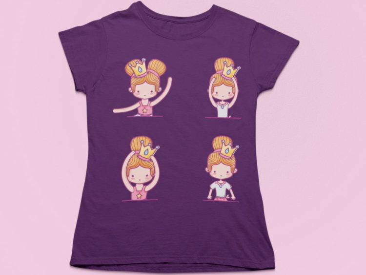 purple tshirt with Cute Ballerina dancer posing