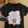 black tshirt with Cute icecream cone with whale on top