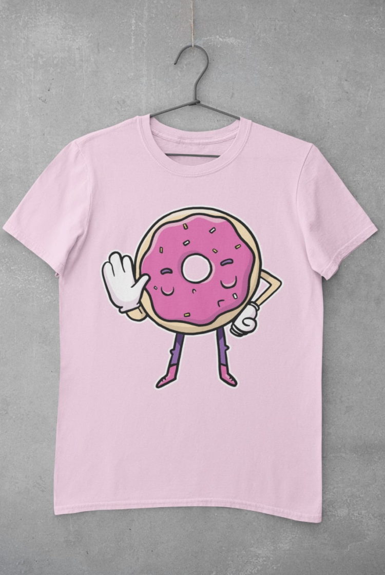 Light Pink Tshirt with Funny Pink Donut Saying No