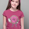 Sweet girl wearing dark pinkTshirt with Funny Pink Donut Saying No