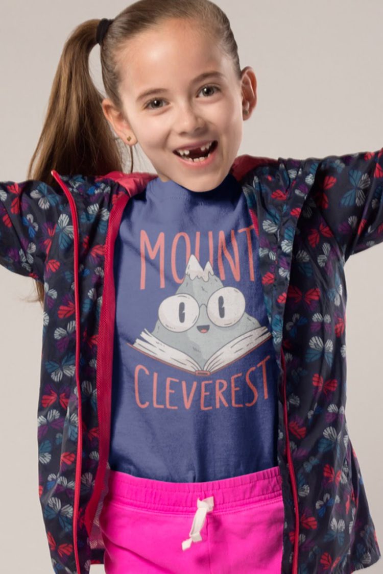 Happy girl in Deep blue mount-cleverest tshirt