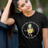 pretty girl in black tshirt with Cool Pineapple skating cartoon