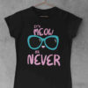 Black tshirt with Cute kitty in sunglasses - it's meow or never