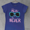 Deep blue tshirt with Cute kitty in sunglasses - it's meow or never