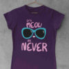 purple tshirt with Cute kitty in sunglasses - it's meow or never
