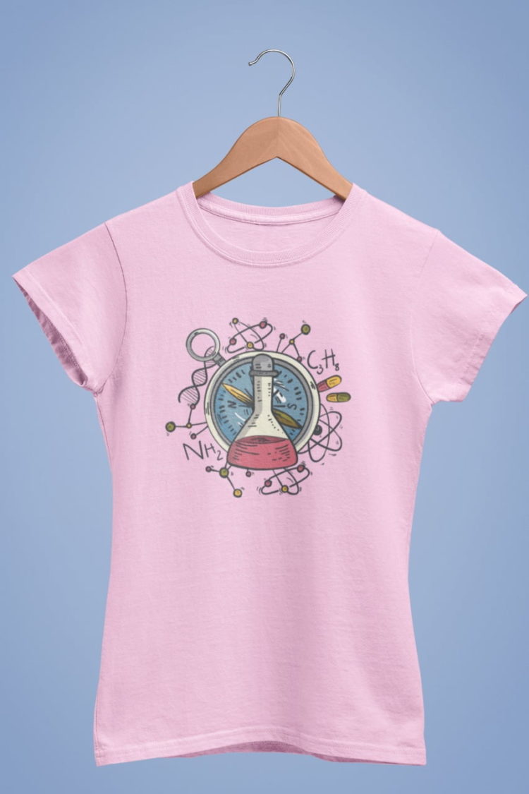 light pink tshirt with Science design