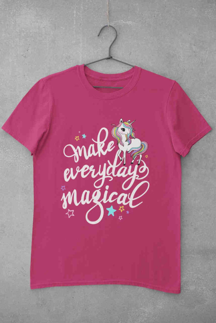 Dark pink Make Everyday Magical - unicorn tshirt