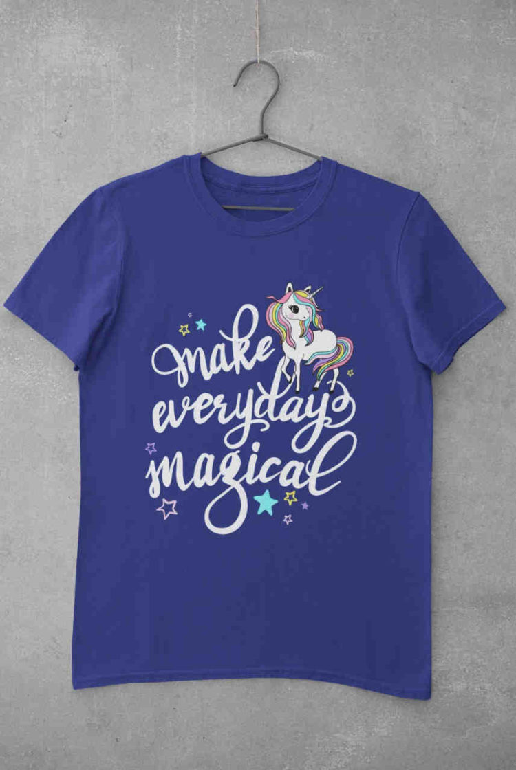 Deep blue Make Everyday Magical - unicorn tshirt