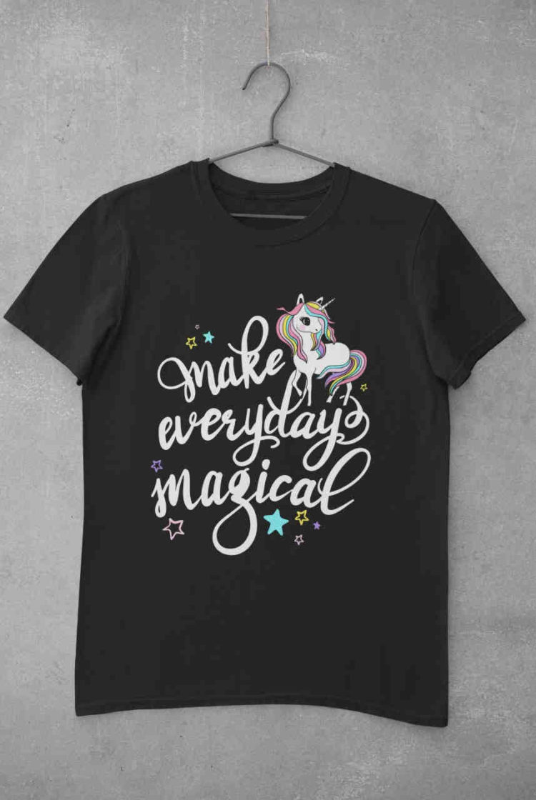 black Make Everyday Magical - unicorn tshirt
