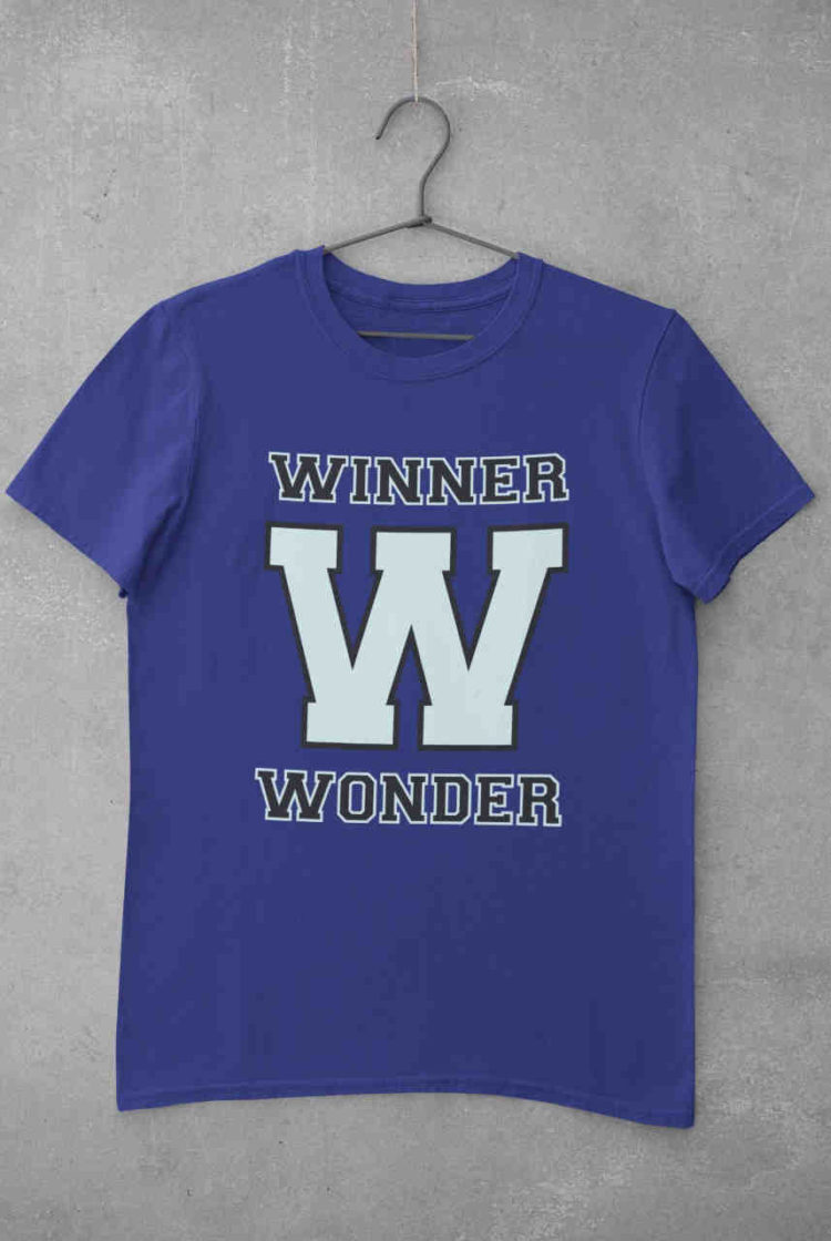 deep blue W Winner Wonder tshirt