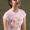 happy girl playing wearing You are my Sunshine light pink tshirt