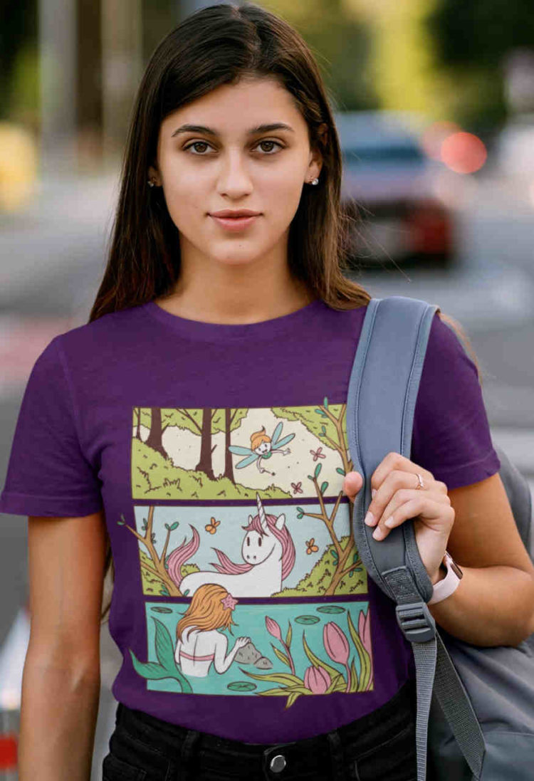 pretty girl in Purple Enchanted Forest tshirt (2)