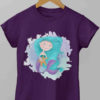 Purple tshirt with mermaid holding starfish