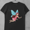 Black tshirt with Blue winged fairy flying