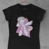 black tshirt with Rainbow unicorn dabbing