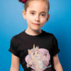 sweet girl in black tshirt with Funny unicorn quote