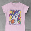 light pink tshirt with Unicorn reading a book