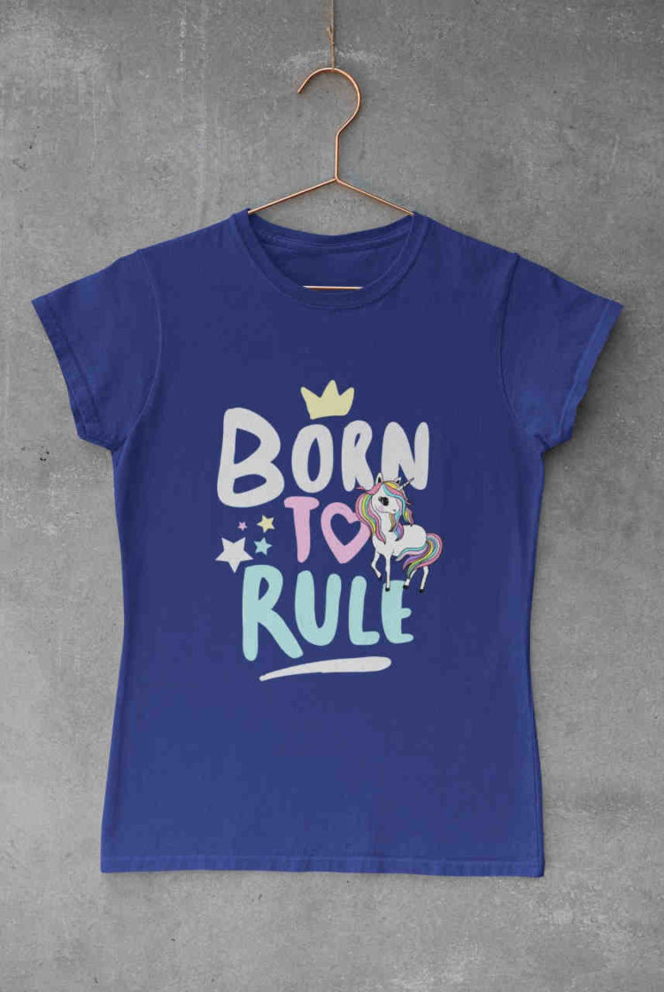 deep blue Unicorn Born to Rule tshirt