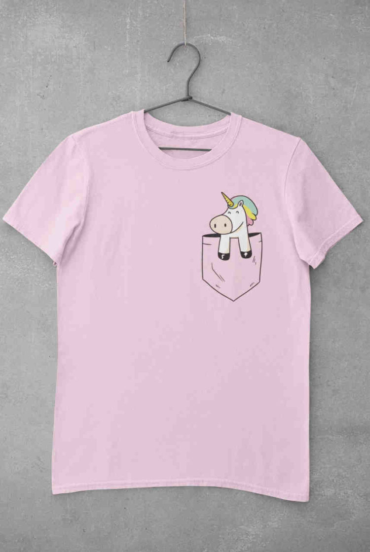 Light Pink Pocket unicorn tshirt