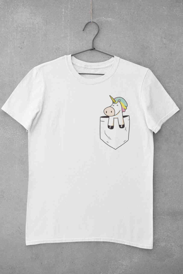 White Pocket unicorn tshirt