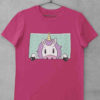 dark pink Peeping Unicorn tshirt
