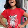 cute girl in red deer mandala tshirt