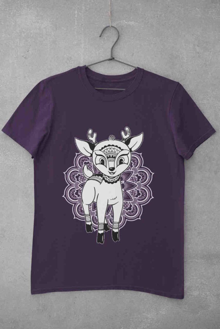 purple deer mandala tshirt