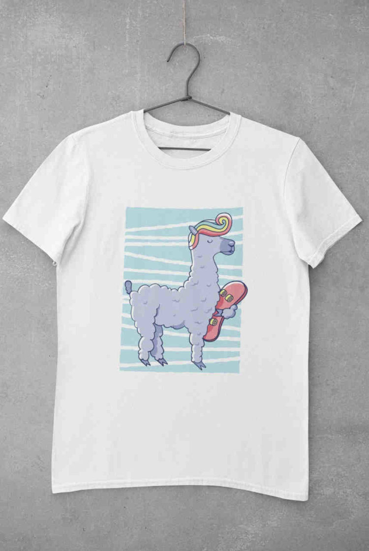 White Llama Skater tshirt