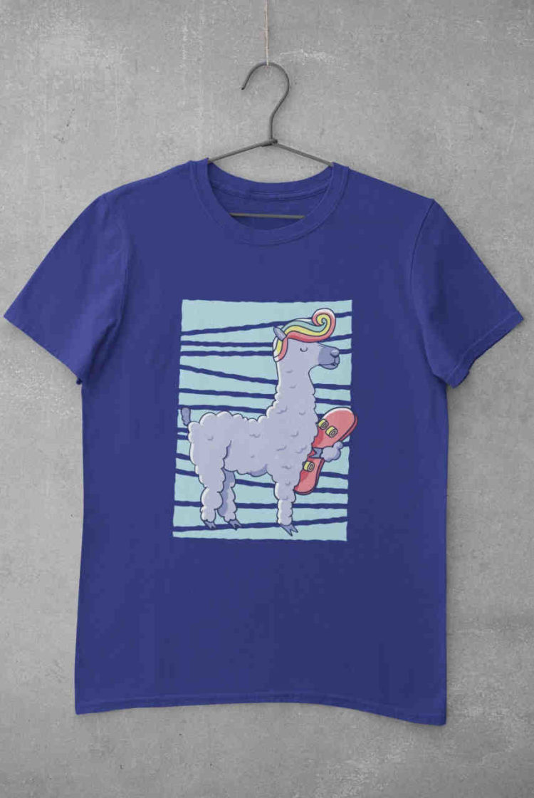 dark blue Llama Skater tshirt