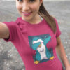 cool girl in dark pink penguin dabbing tshirt