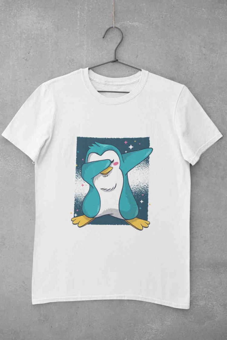 white penguin dabbing tshirt