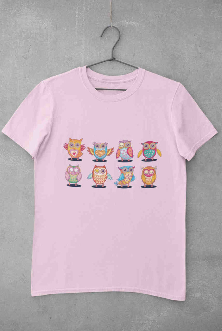 light pink funny Owl Set tshirt