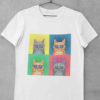 White Tshirt with Pop Art Cat with sunglasses