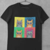 black Tshirt with Pop Art Cat with sunglasses