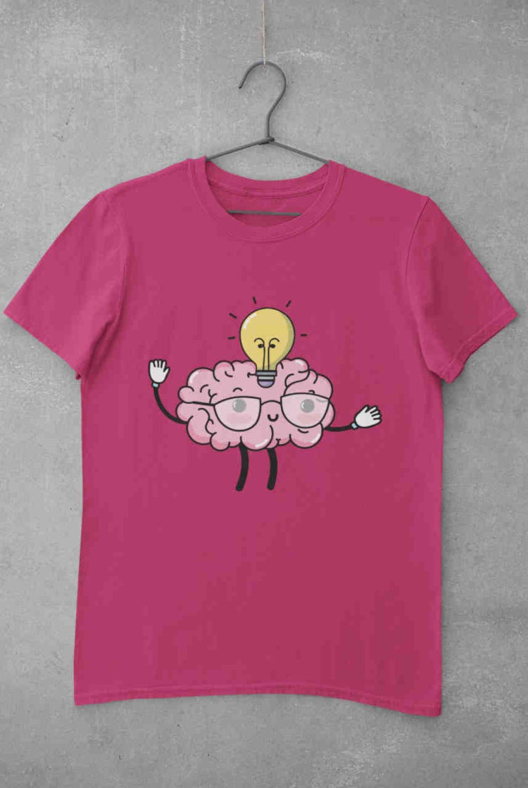 dark pink Cute Brain lightbulb cartoon tshirt