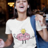 laughing girl in white Cute Brain lightbulb cartoon tshirt