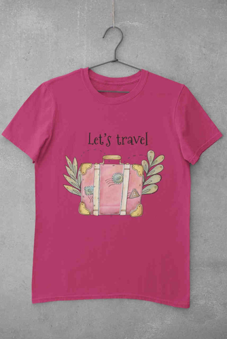Dark Pink Lets Travel tshirt