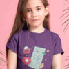 sweet girl in Beach towel purple tshirt