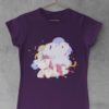 Unicorn with party streamers purple tshirt
