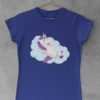 Unicorn lying on a cloud deep blue tshirt