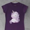 Cute magical unicorn with purple hair purple tshirt