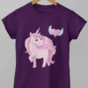 Purple tshirt with Pink Unicorn with heart with wings
